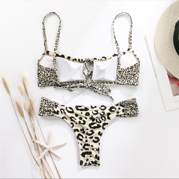 CLOSEOUT FIRM SALE 🌸New!Safari Leopard Black & White Brazilian Bikini - Picture 5 of 5